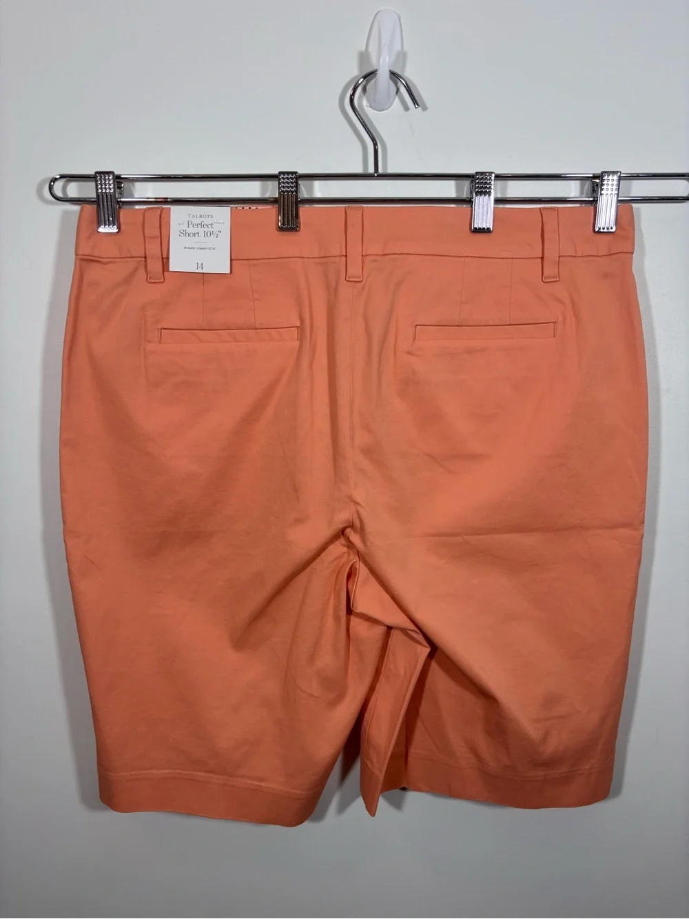 TALBOTS Perfect Short 10½” NEW Size 14 Orange stretch twill knee length